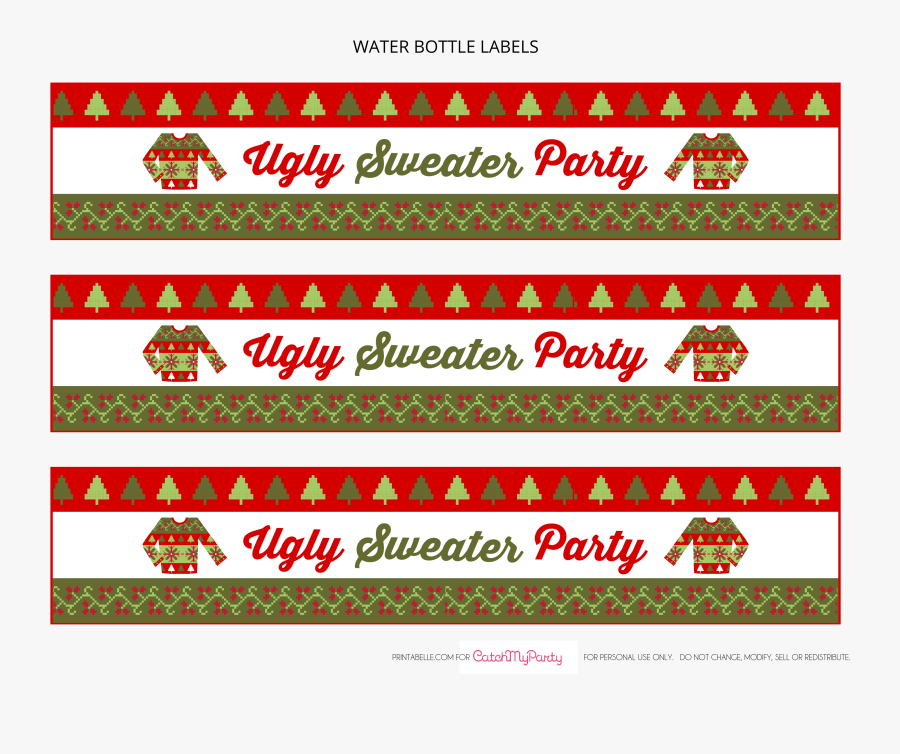 Ugly Sweater Christmas Party Banner, Transparent Clipart