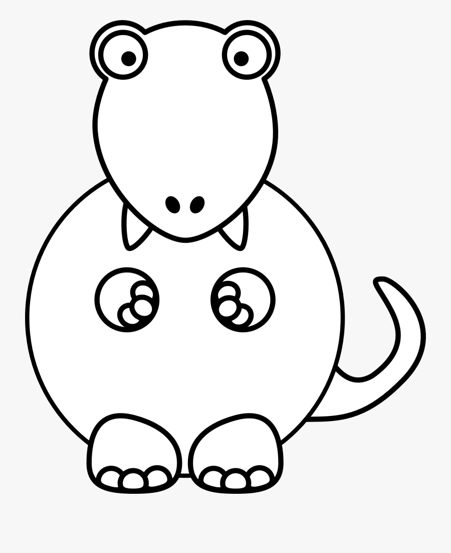 Tyrannosaurus Rex Black White Line Art 555px - A B C Dinos To Colorin And Print, Transparent Clipart