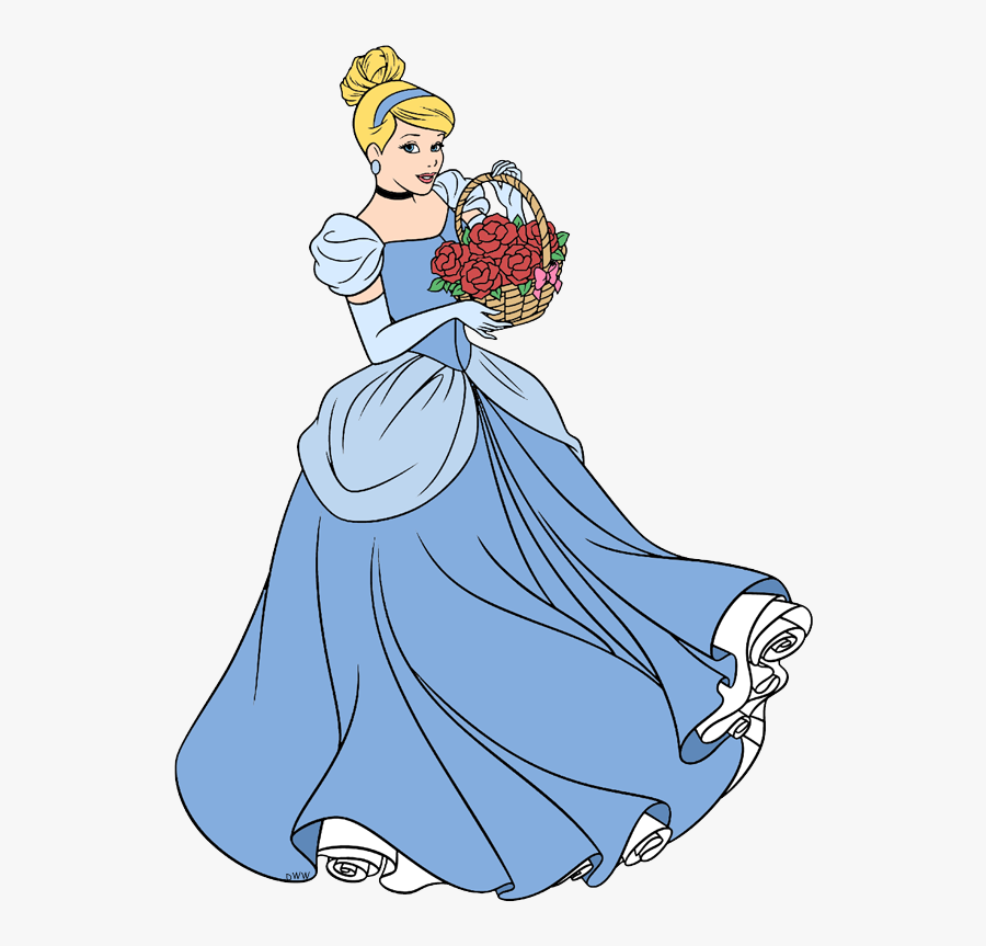 Cinderella And Her Basket Of Flowers Cinderella Cinderella - Cinderella Drawing With Colour, Transparent Clipart