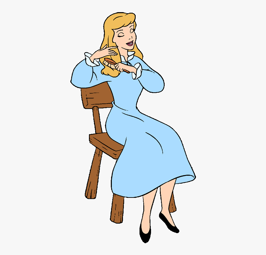 Graphic Black And White Download Cinderella Brushing - Disney Princess Cinderella Clipart, Transparent Clipart
