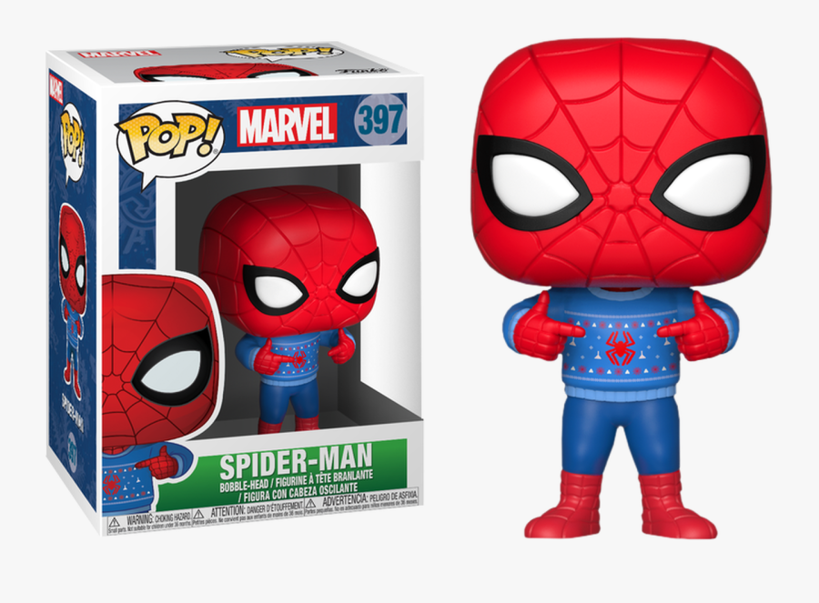 Marvel Holiday Pop In Ugly Christmas Sweater Vinyl - Funko Pop Spiderman Christmas, Transparent Clipart