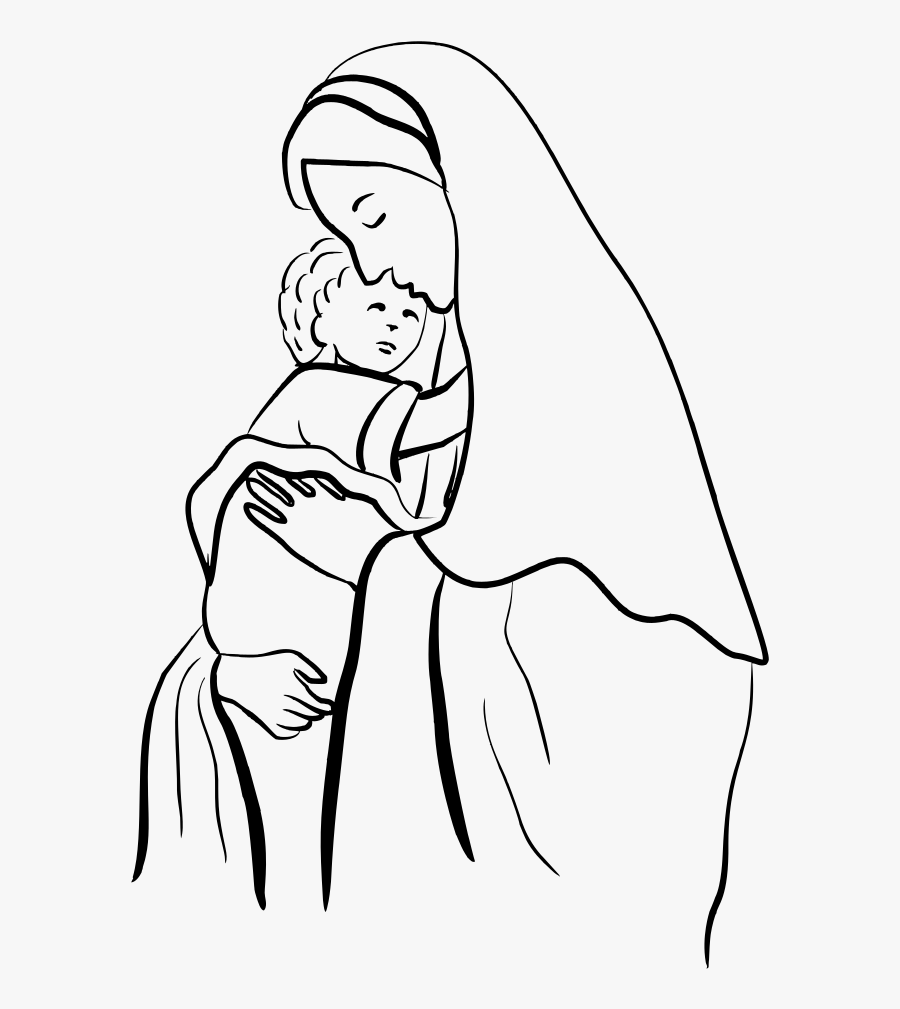 Emotion,art,monochrome Photography - Mother Mary And Jesus Drawing, Transparent Clipart