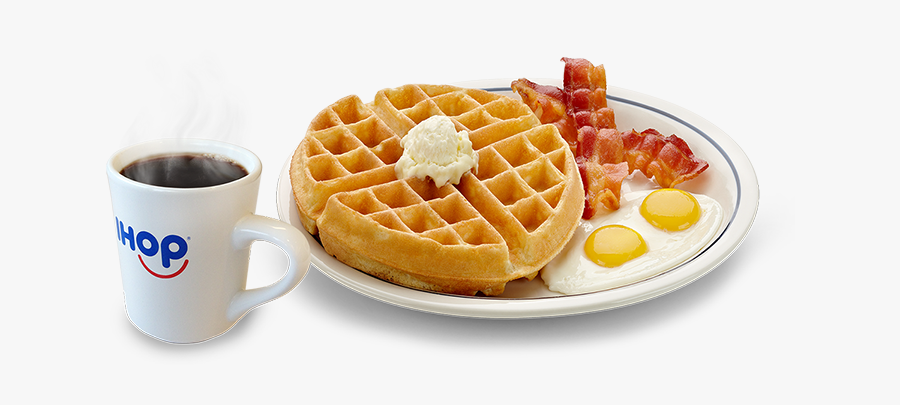 Dish,food,belgian - Eggs Bacon And Waffles, Transparent Clipart