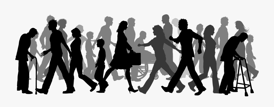 Walking Clip Art - Group People Walking Silhouette, Transparent Clipart