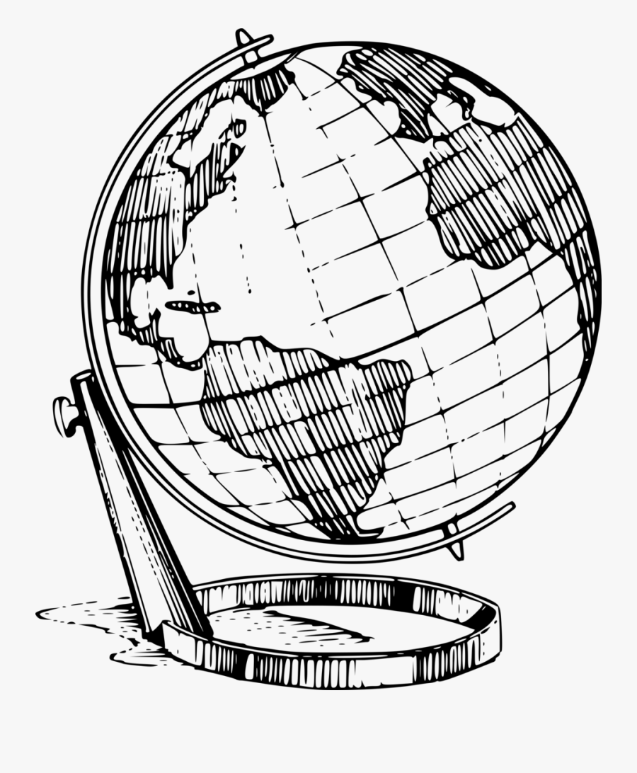 Globe Black And White World Globe Clipart Images - Globe Drawing, Transparent Clipart
