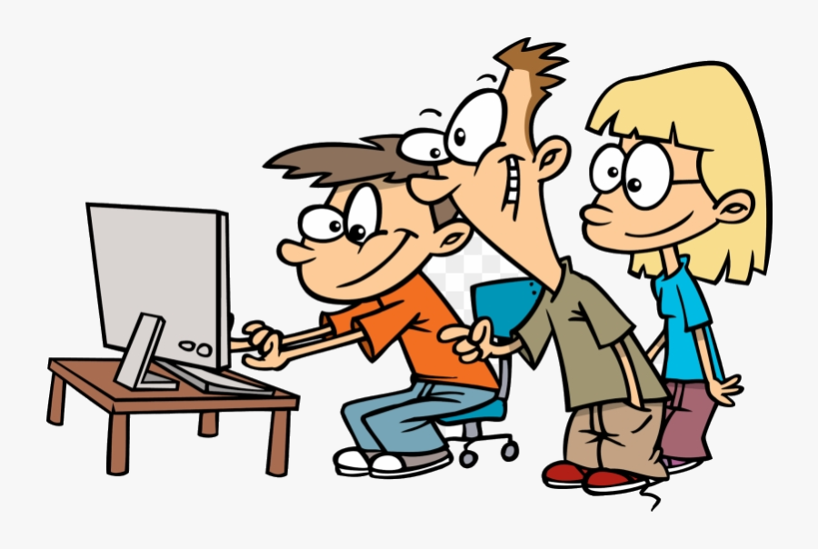 Classroom Group Work Clipart Cliparts Cartoon People - Cartoon Using The Computer, Transparent Clipart