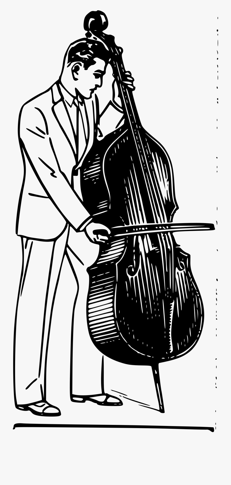 Transparent Double Bass Png - Man Playing Bass Violin Drawing, Transparent Clipart