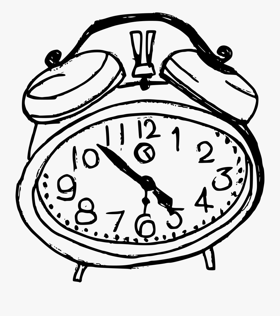 Clip Art Alarm Clock Drawing - Alarm Clock Drawing On Transparent Background, Transparent Clipart