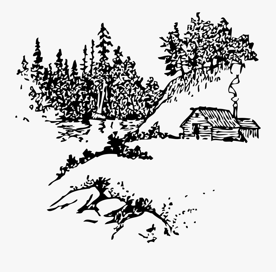 Clip Art Cabin Silhouette Clip Art - Cabin In The Woods Outline, Transparent Clipart
