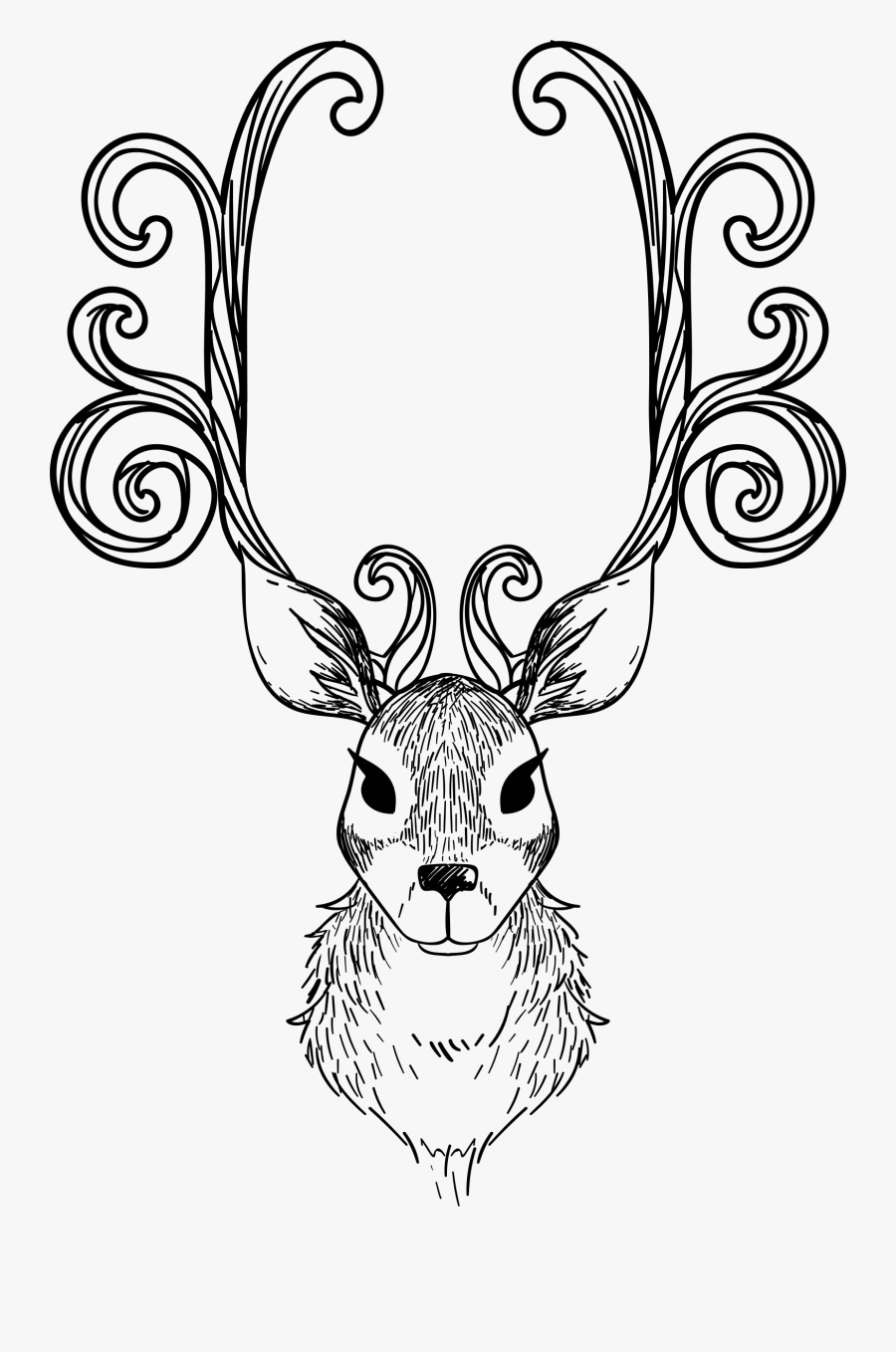 Stylized Reindeer Head Line Art Clip Arts - New Year Drawing 2019 For Kids, Transparent Clipart