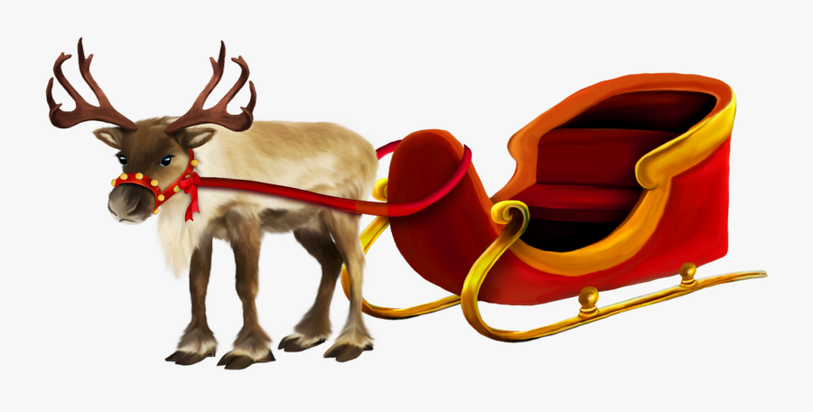 Clip Art Reindeer Sleigh Clipart - Sleigh And Reindeer Png, Transparent Clipart