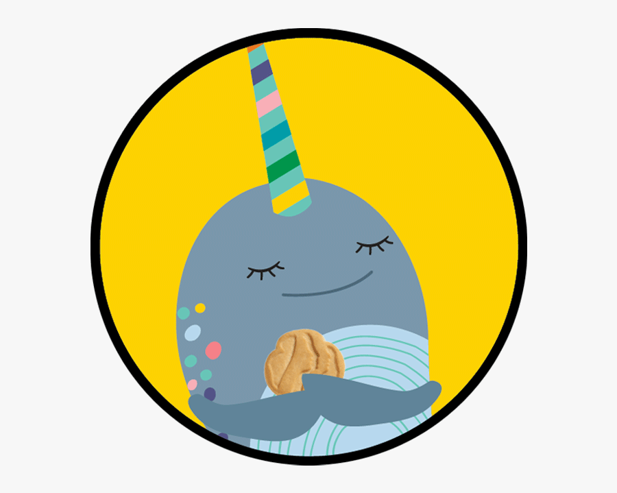 Sparkles The Narwhal Holding A Girl Scout Cookie, Transparent Clipart