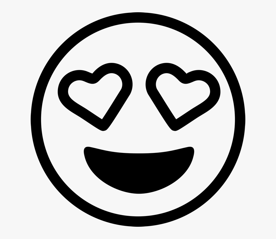 Clip Art Heart Eyes Clip Stock - Love Emoji Black And White, Transparent Clipart
