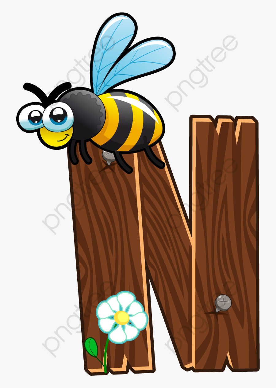 Bumblebee Clipart Graduation - Cartoon Wooden Animals Letter N, Transparent Clipart