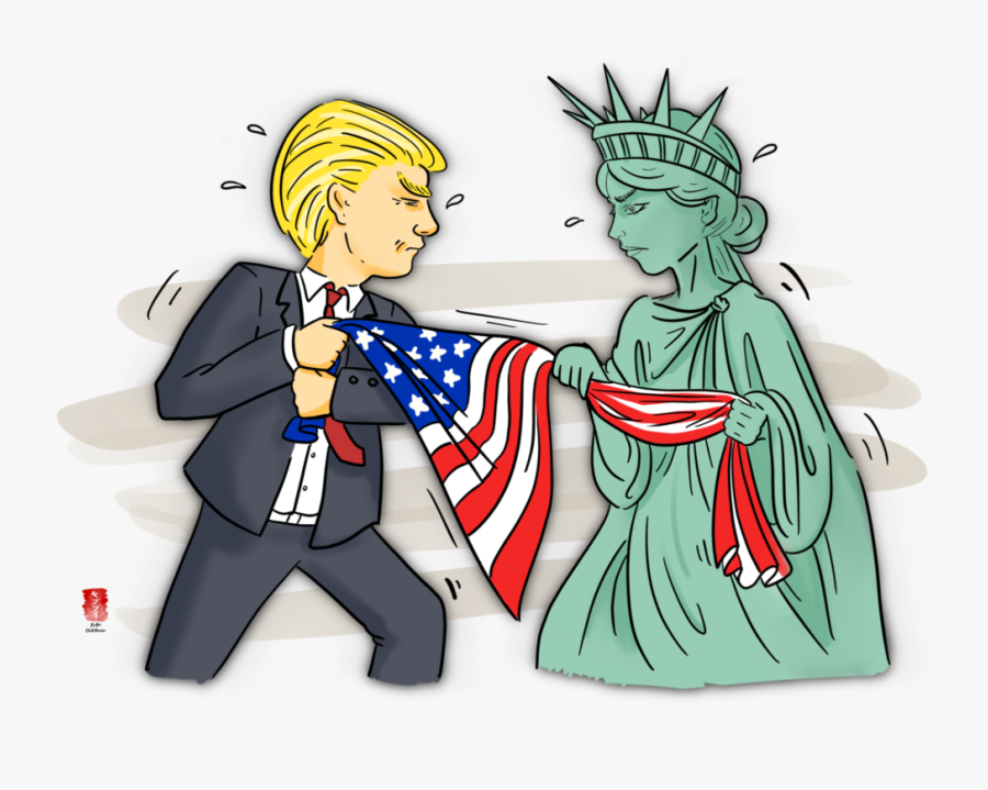 Illustration Shows Trump And The Statue Of Liberty - Cartoon, Transparent Clipart