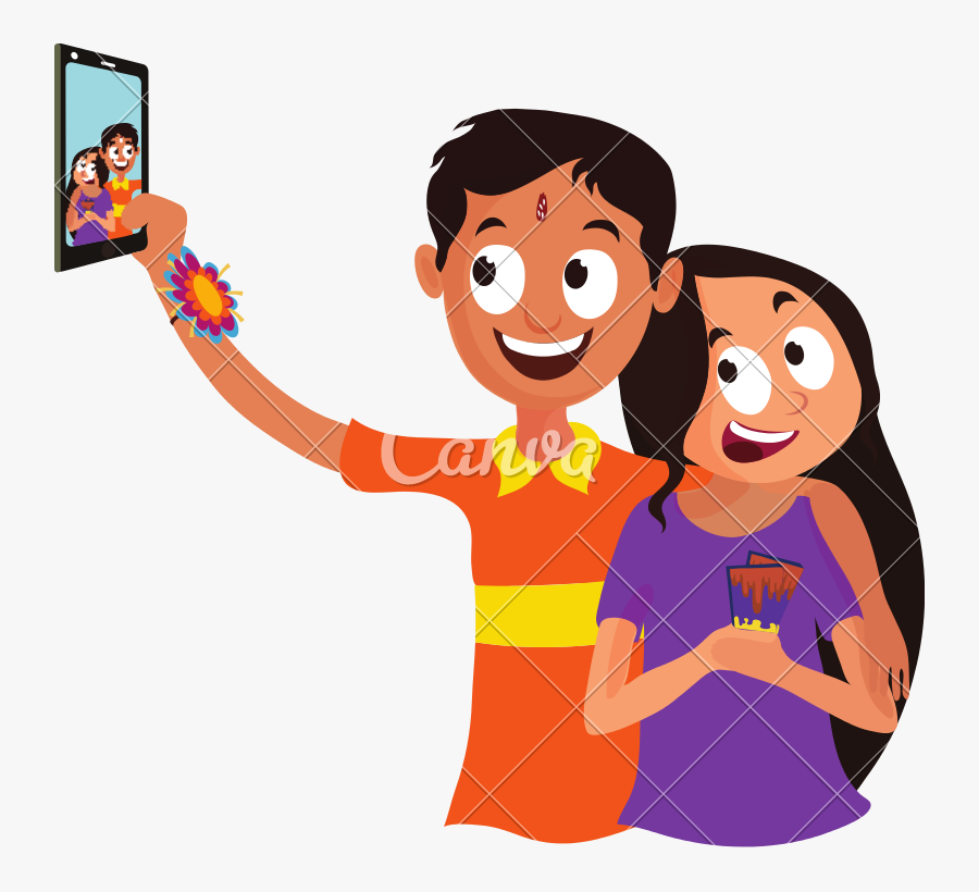 Transparent Selfie Clipart - Raksha Bandhan Brother Sister Vector, Transparent Clipart
