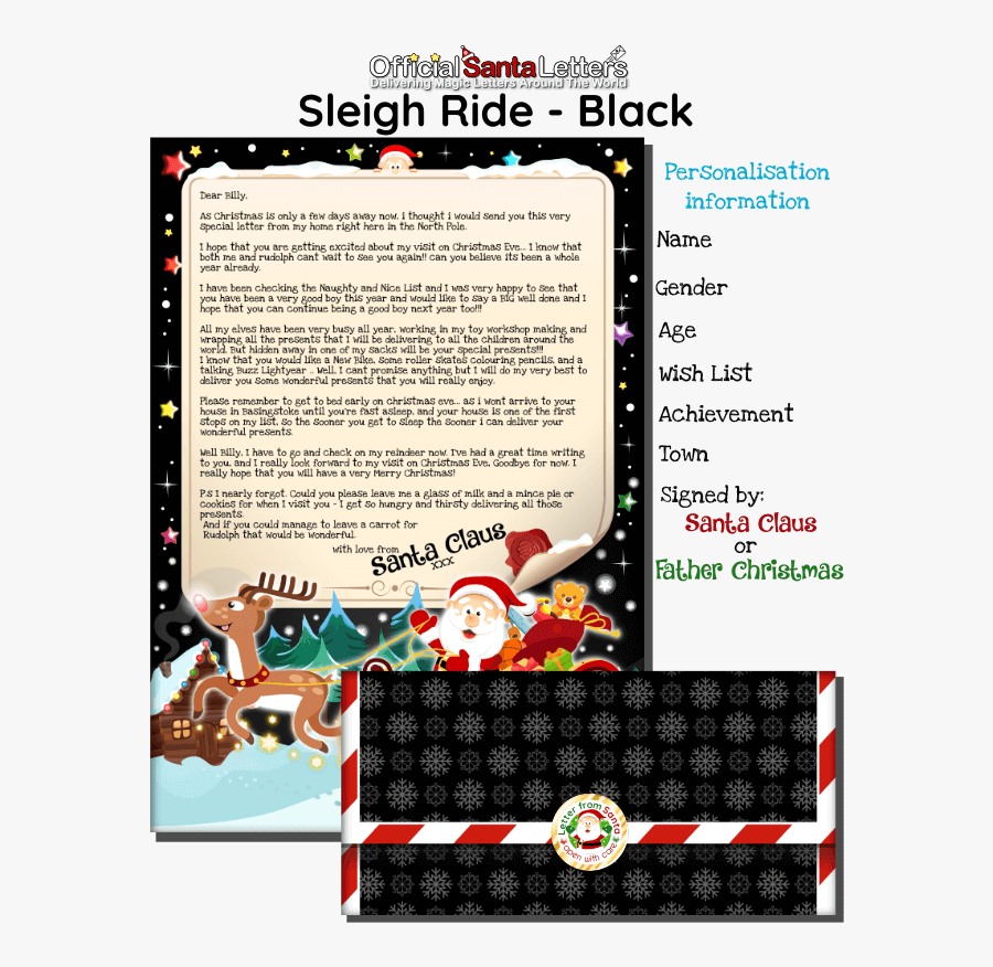 Black Letter From Santa - Santas List Millies Presents, Transparent Clipart