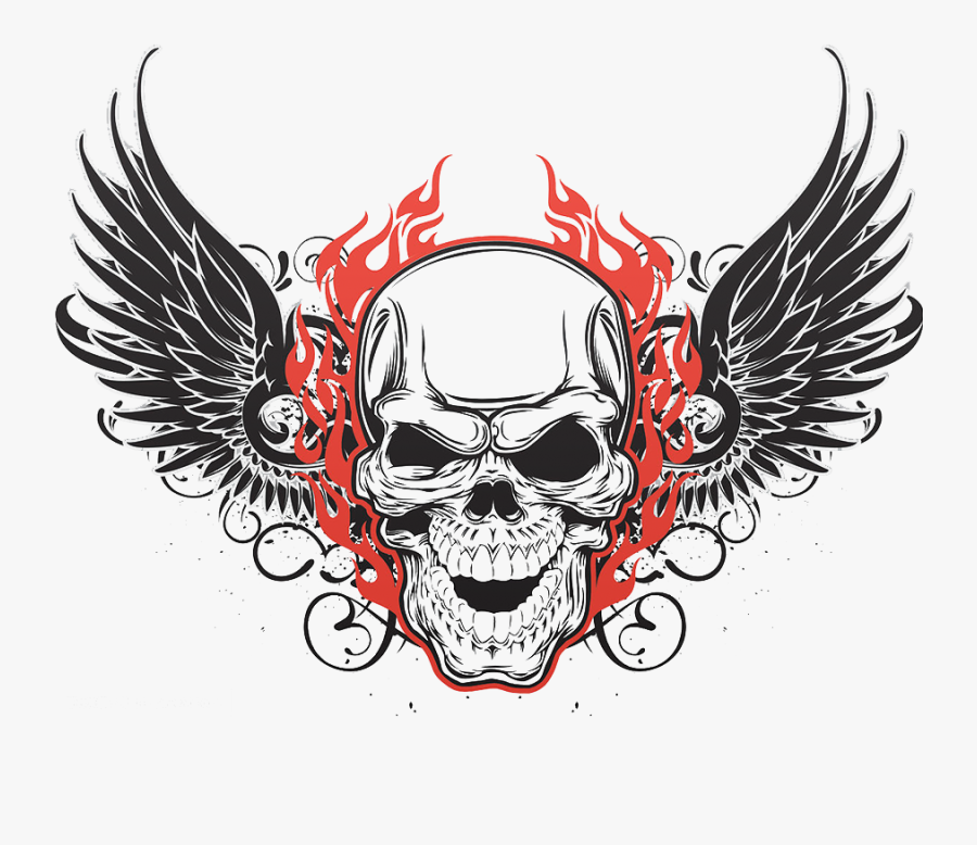 Tattoo Art Skull Flying Human Symbolism Skulls Clipart - Skull Tattoo With Wings, Transparent Clipart