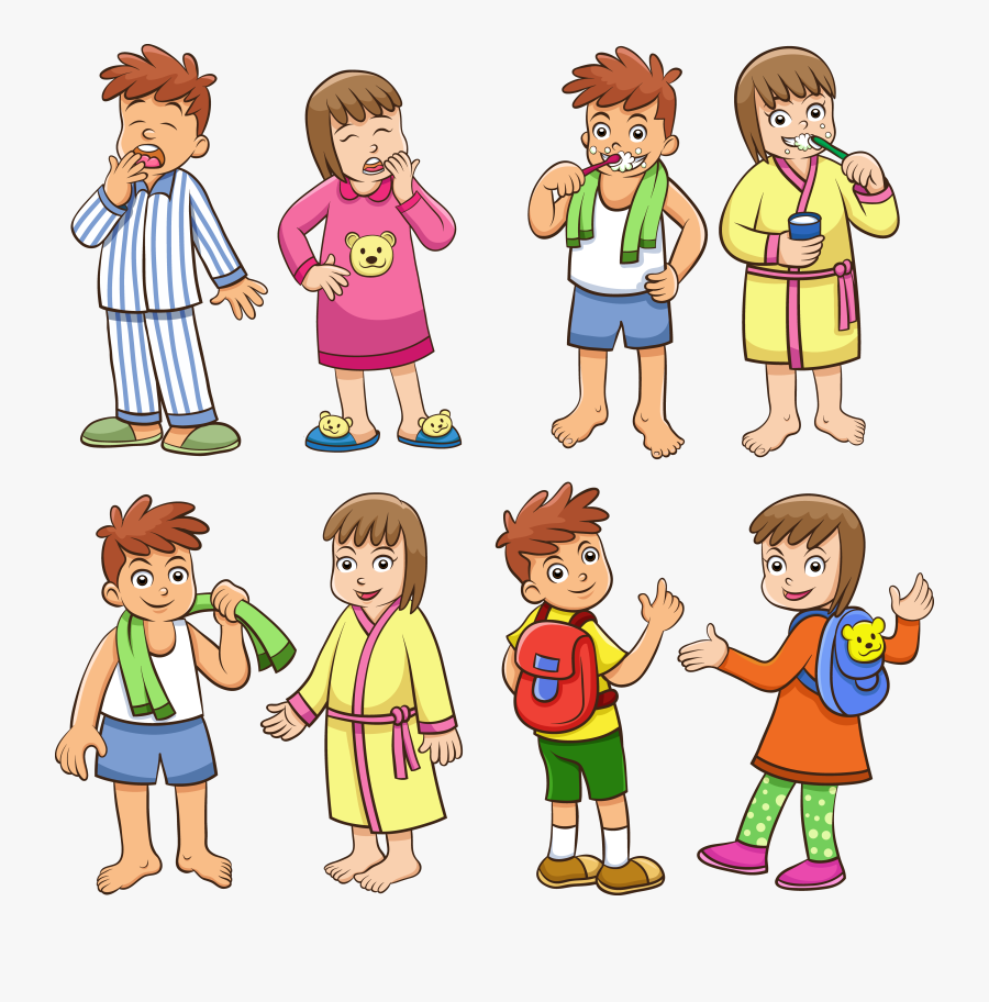 Clip Art Everyday Clipart - Morning Routine, Transparent Clipart