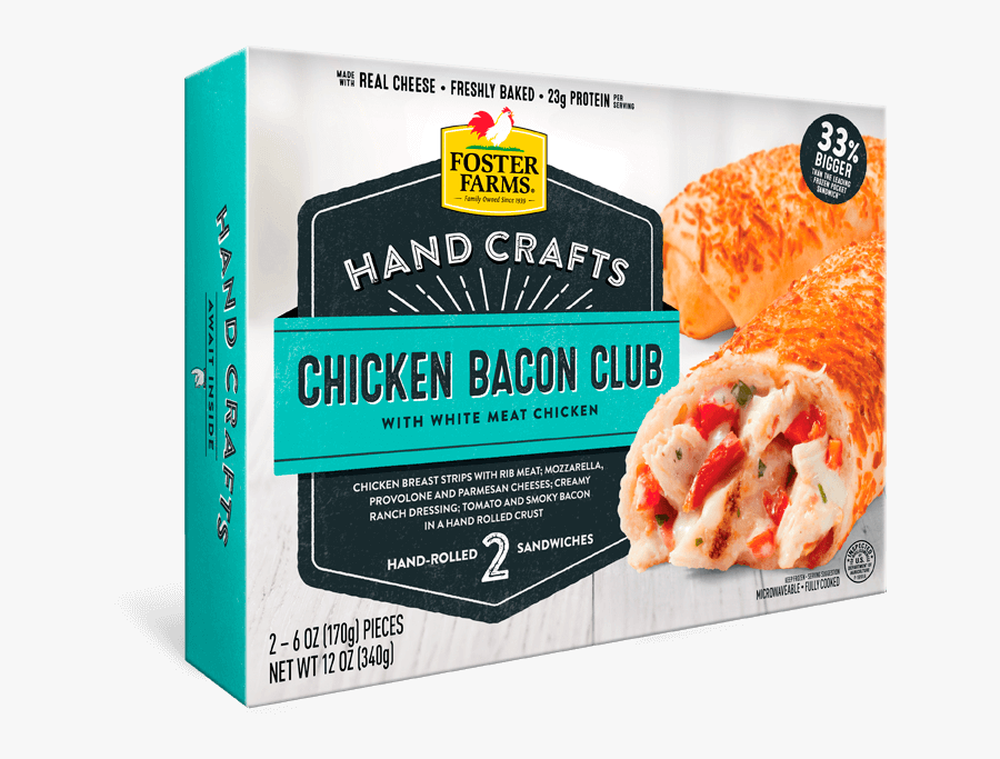 Chicken Bacon Club Hand Crafts Sandwich - Foster Farms Chicken Garlic, Transparent Clipart