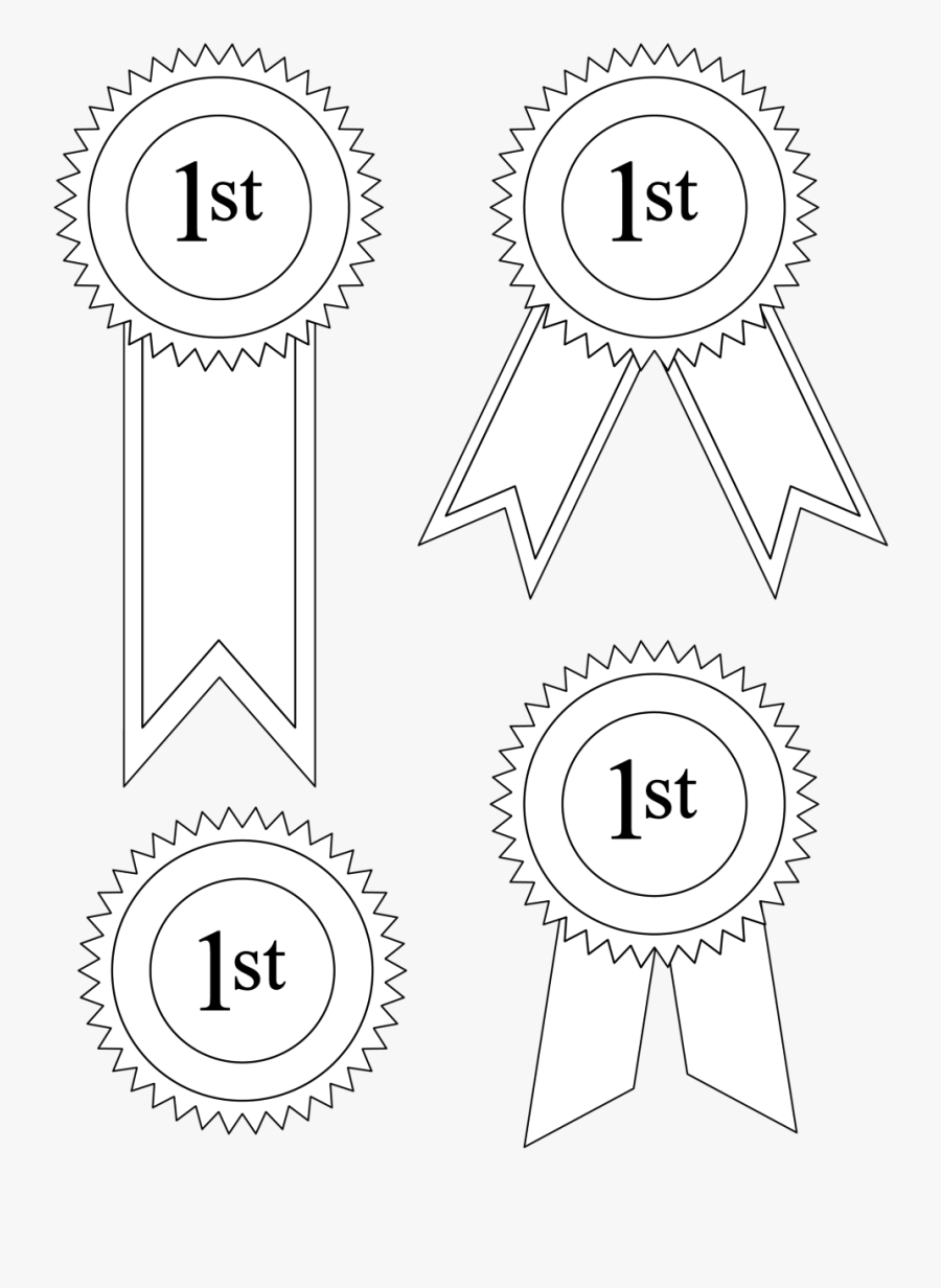 Blank Award Ribbon Coloring Sheet Printable Coloring - 1st Place Ribbon Template, Transparent Clipart