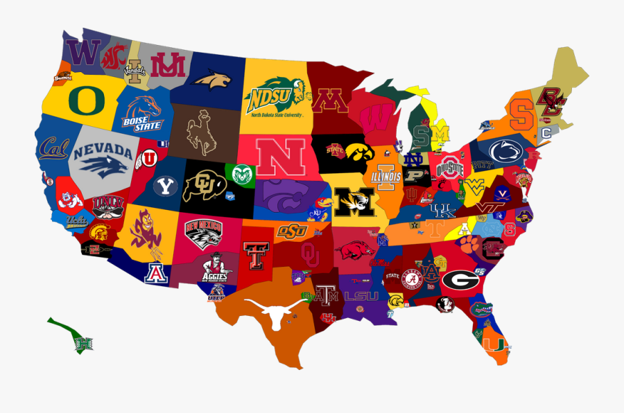 Map Of Fan Domains - United States College Maps, Transparent Clipart