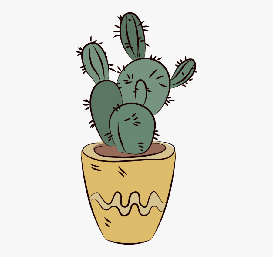 Cactus In A Pot Drawing, Transparent Clipart