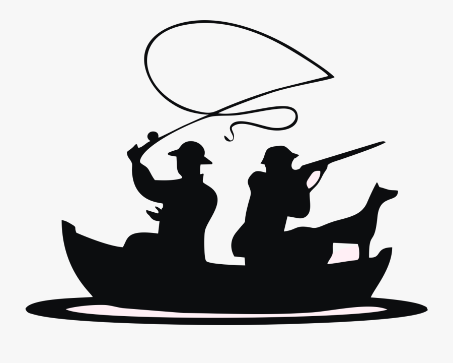 Fishing Boat Clipart Black White - Fishing In Boat Silhouette , Free