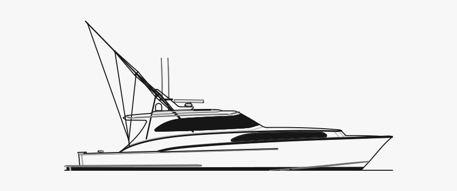 Sport Fishing Boat Black And White - Yacht, Transparent Clipart