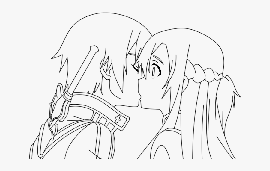 Clipart Transparent Download Figures Drawing Fighting - Dibujos De Kirito Y Asuna, Transparent Clipart