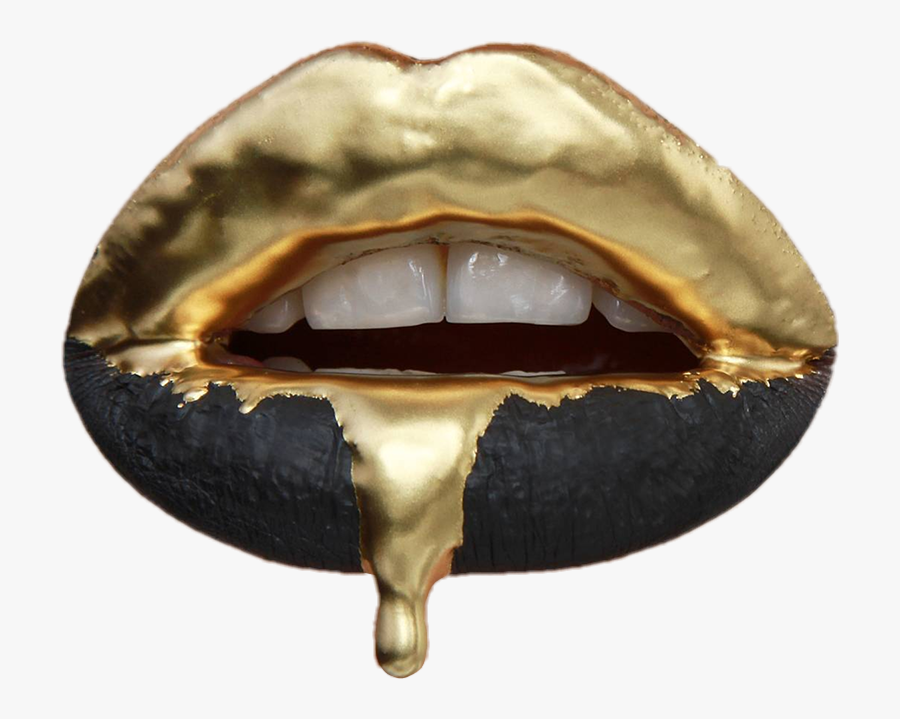 #lips #lipstick #makeup #mua #gold #black #drip #drips - Pat Mcgrath Gold Lips, Transparent Clipart