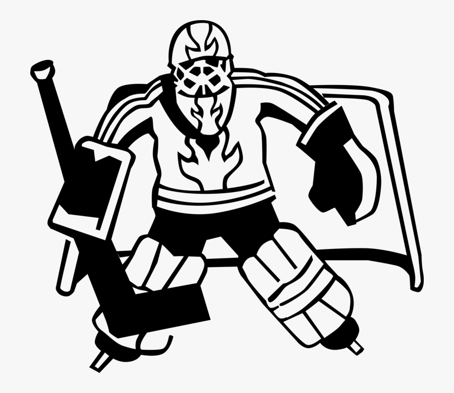 Vector Illustration Of Sport Of Ice Hockey Goalie Protects - Illustration, Transparent Clipart