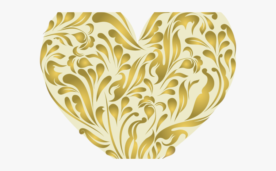 Transparent Gold Swirl Clipart - Gold Heart Clip Art, Transparent Clipart