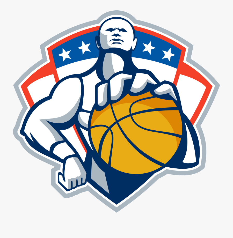 Basketball Player Holding Ball Crest Retro G1dx5t0 - Holding Ball Player Holding A Basketball, Transparent Clipart