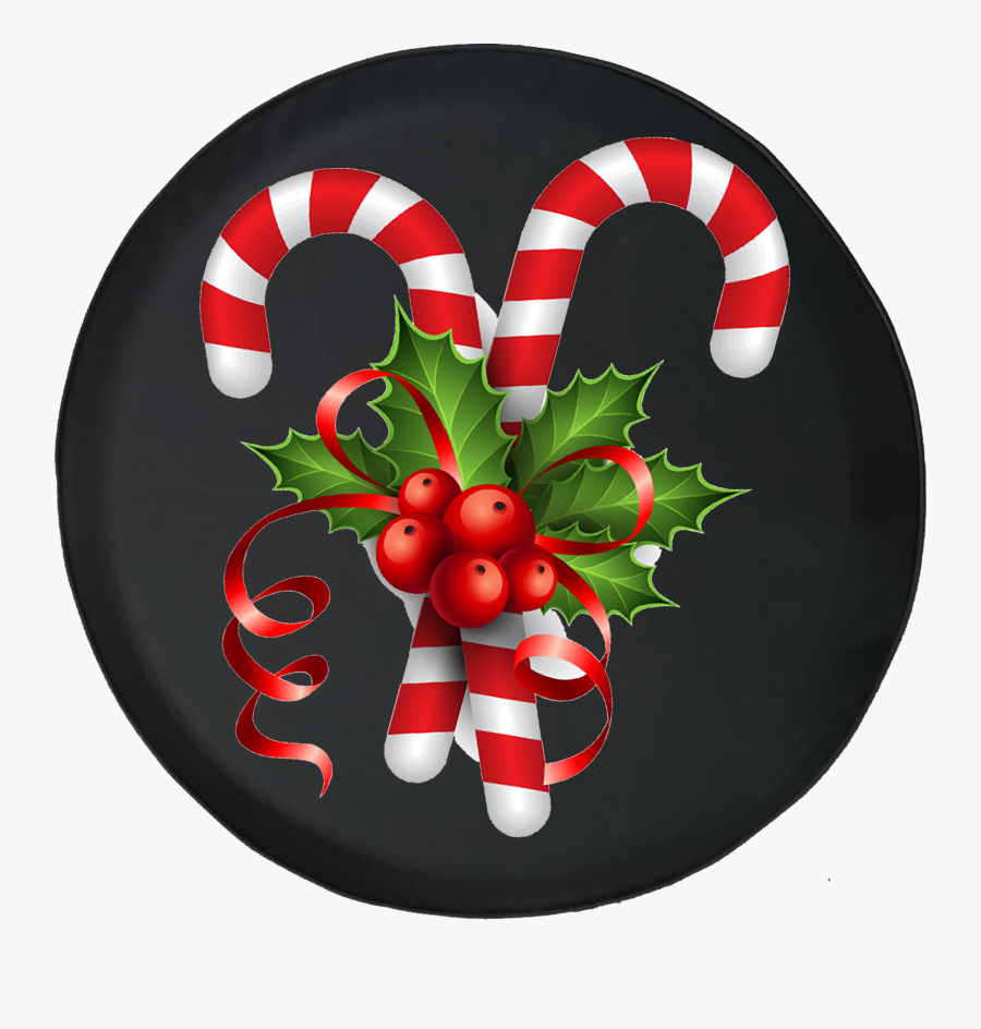 Candy Cane Mistletoe Red Bow Holiday Spirit Festive - Candy Cane, Transparent Clipart