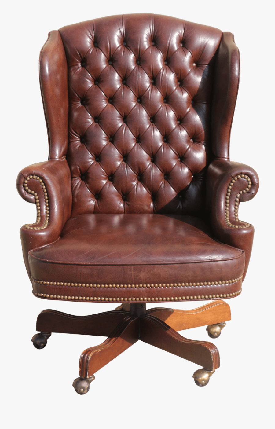 Office Chair Executive Desk Chair Black Leather Office - Leather Wood Chair Png, Transparent Clipart