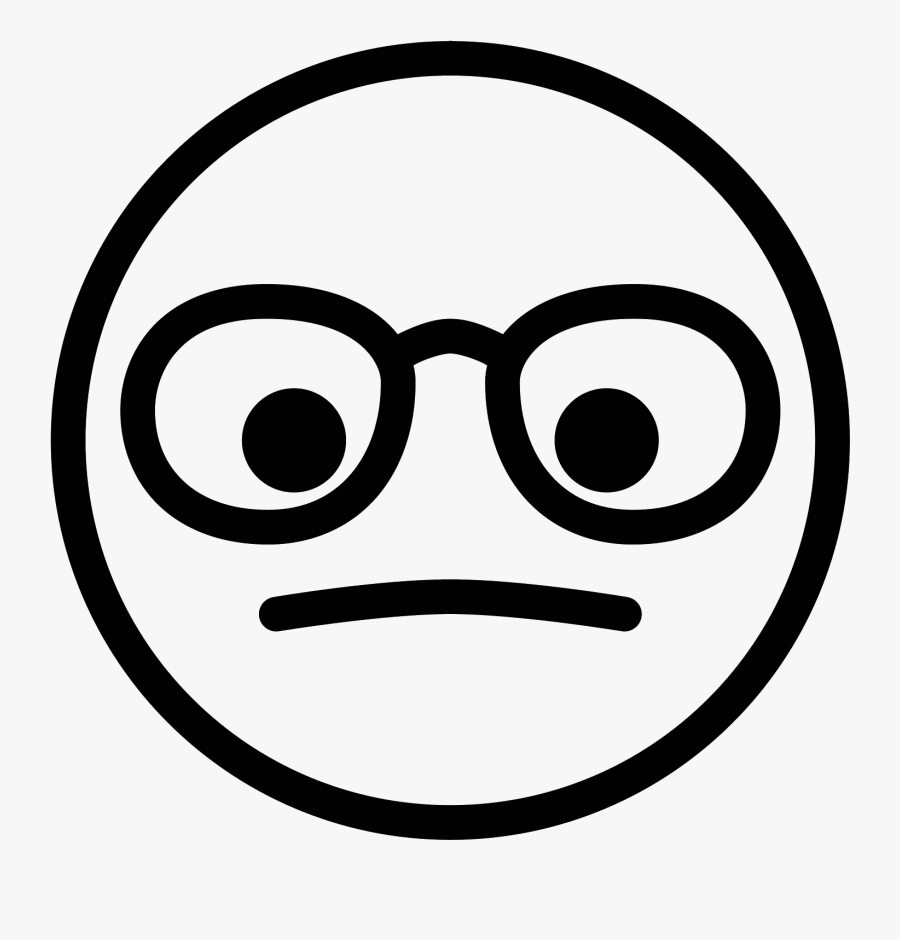 Emojis Drawing Coloring - Nerdy Glasses Emoji Black And White, Transparent Clipart