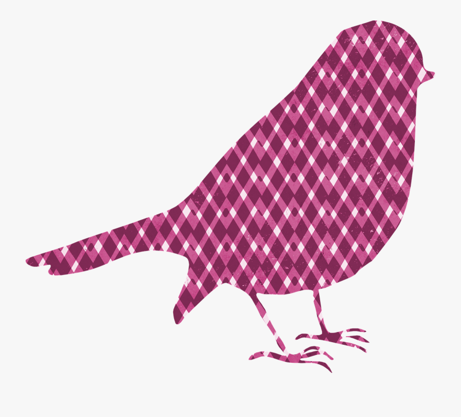 Bird, Silhouette, Pattern, Texture, Pink, Gingham Fun - Siluetas De Pajaritos A Colores, Transparent Clipart