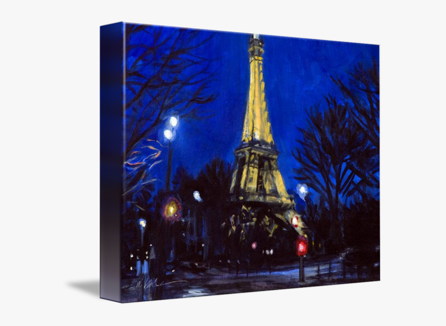 Drawn Eiffel Tower Paris Sunset - Eiffel Tower Acrylic Painting, Transparent Clipart