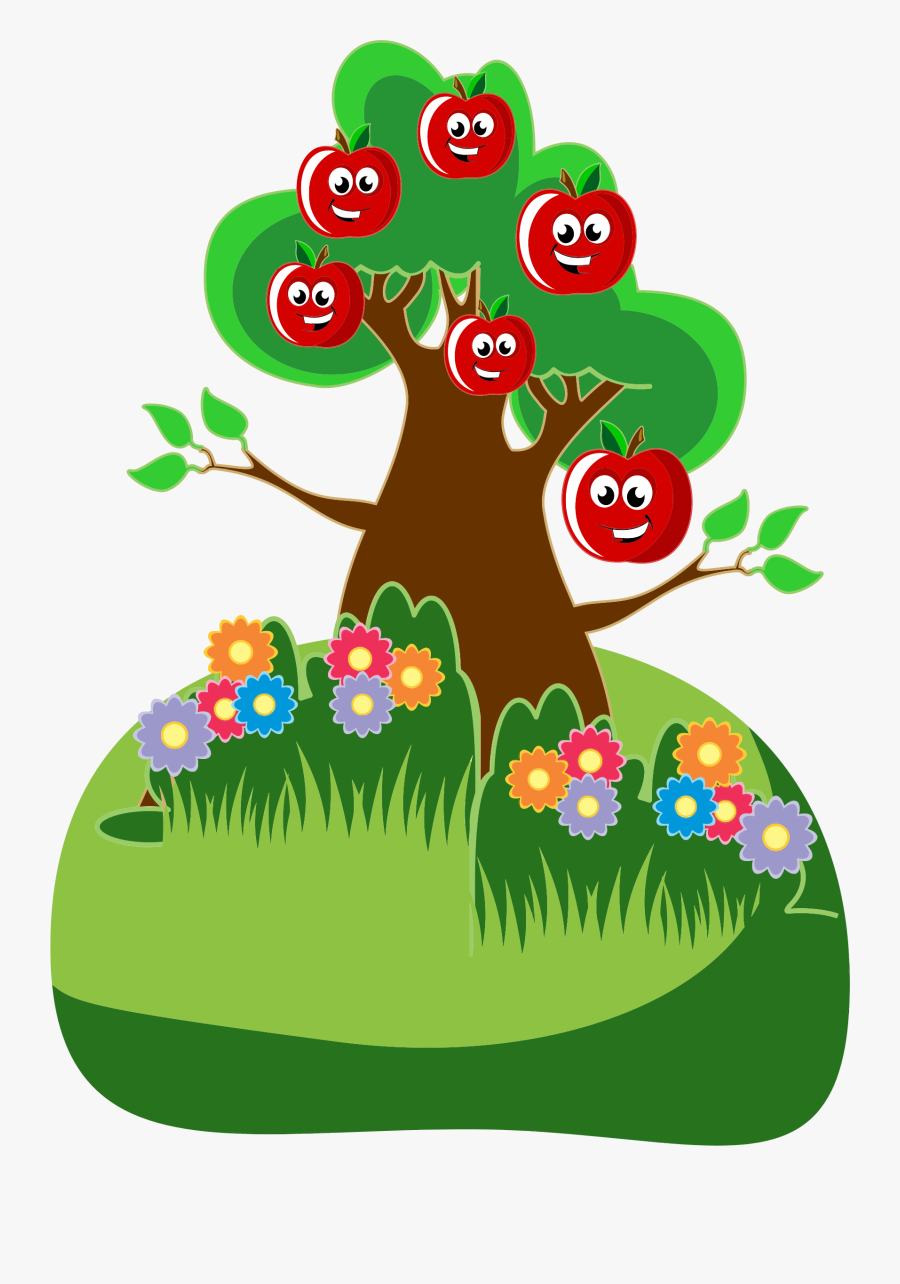 Transparent Happy Tree Clipart - Apple Cartoon Png Tree, Transparent Clipart
