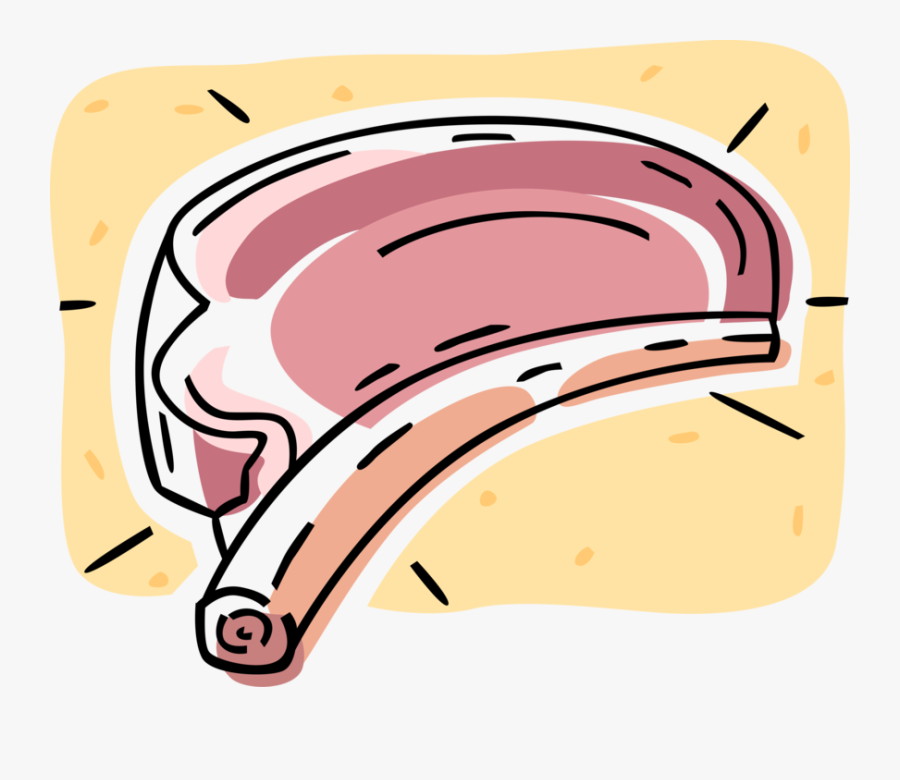 Vector Illustration Of Slice Of Beef Meat Rib Steak, Transparent Clipart