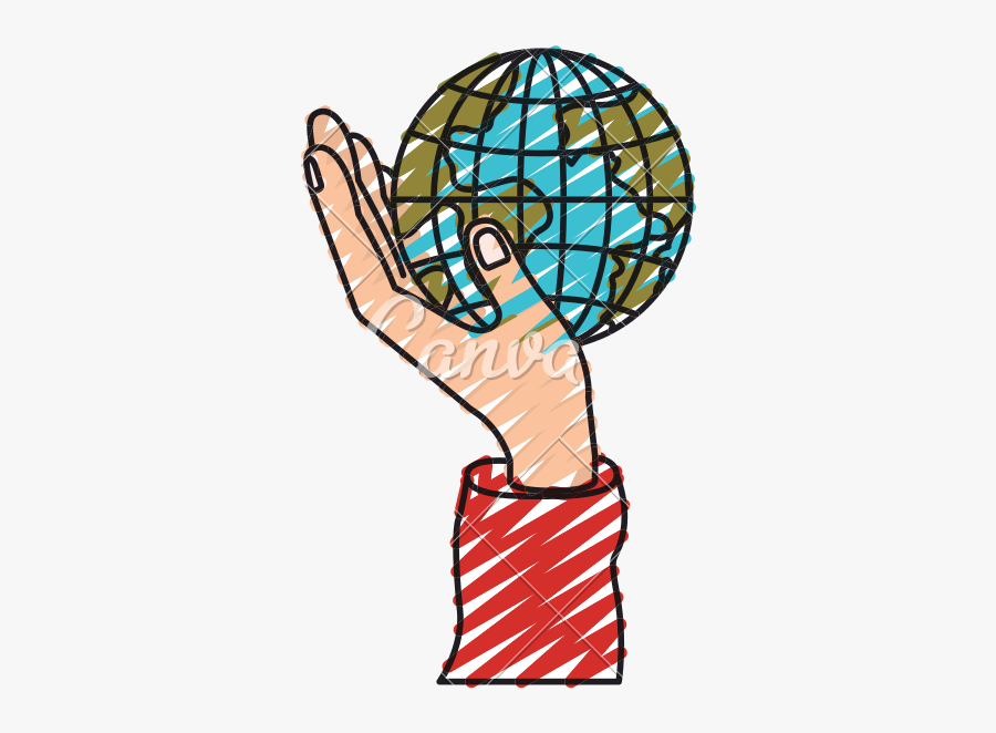 Marketplace Drawing Crayon - Earth In Hand Drawing With Color, Transparent Clipart