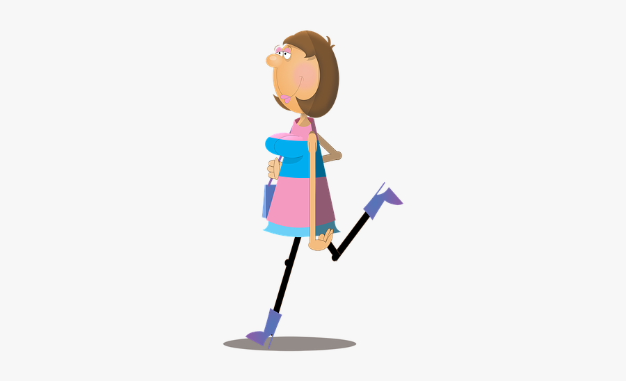 Woman Female Cartoon - Woman Walking Png Animated, Transparent Clipart