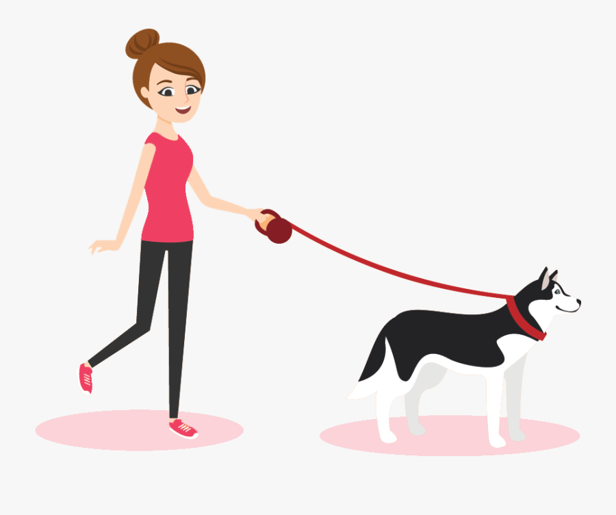 Transparent Person Walking Dog Png - Cartoon Person Walking Their Dog, Transparent Clipart