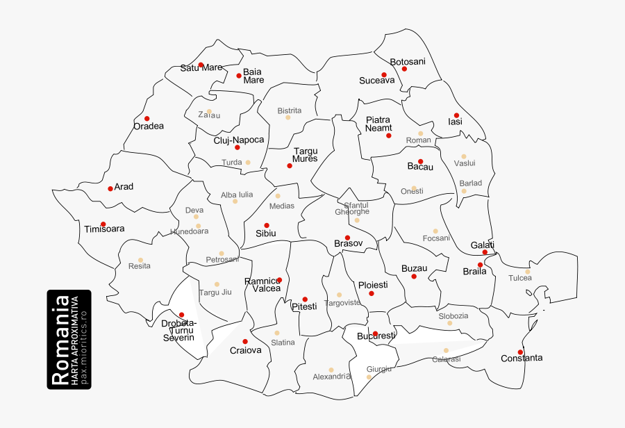 Romania Map - Blank Map Of Romania, Transparent Clipart