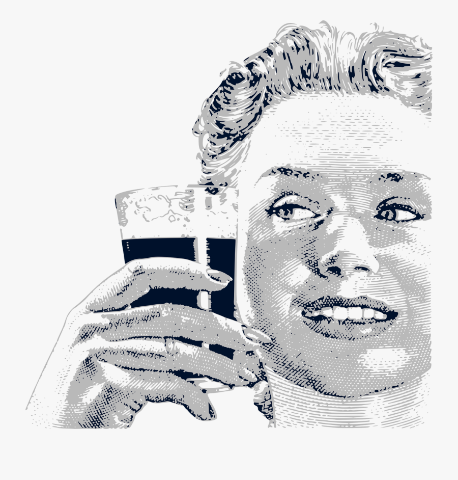 Transparent Vintage Woman Clipart - Vintage Woman Drinking, Transparent Clipart
