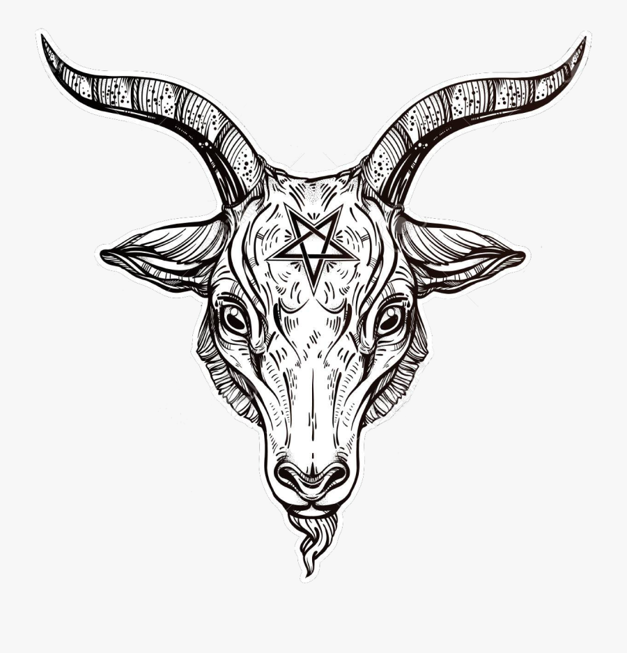 69137579 Pentagram With Demon Baphomet Satanic Goat - Devil Goat Drawing, Transparent Clipart