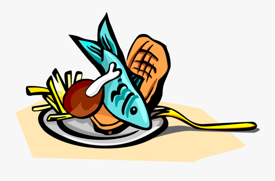 Vector Illustration Of Fish And Chips Food Platter - Fish And Chips Clipart, Transparent Clipart