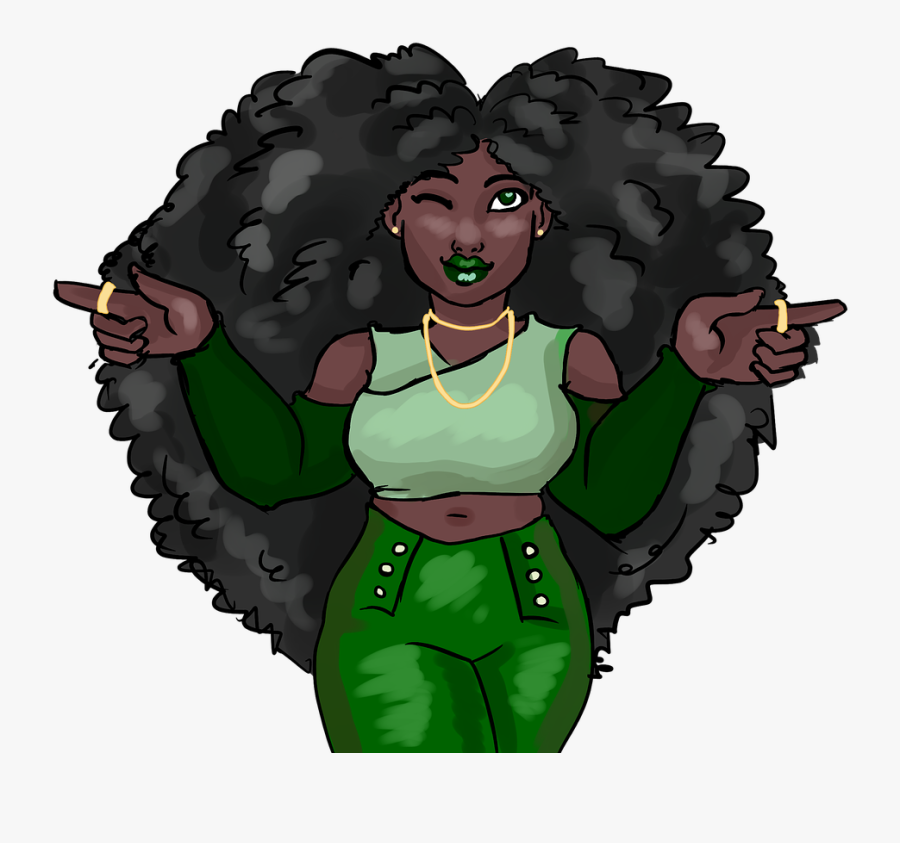 Art, Transparent, Black Woman, Black Lady, Afro - Hair, Transparent Clipart