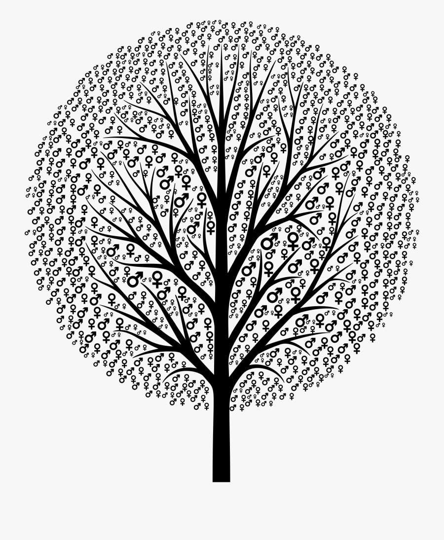 Gender Symbols Tree Black Clip Arts - Fathers Day Fingerprint Tree, Transparent Clipart